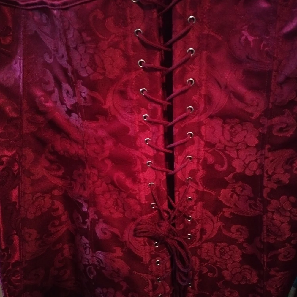 NWT Frederick's of Hollywood Dream Burlesque Red Satin Plus Size Corset 44 - Picture 5 of 6